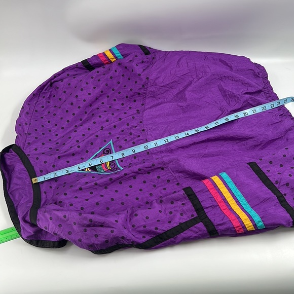 Vintage Adolfo Sport Women’s Windbreaker Jacket Small 90’s Neon Purple Full Zip - Picture 8 of 8